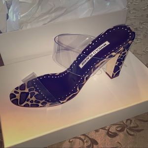 Manolo Blahnik Scolto Leopard-Print PVC Sandals